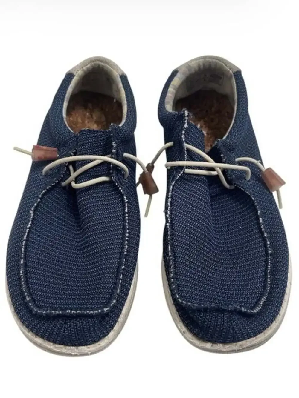 🏷️ Hey Dude Wally Knit Slip-On Loafers in Navy and Tan